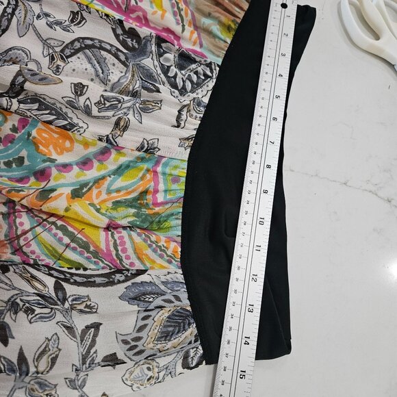 Coldwater Creek Pleated Midi Skirt Sz PM Mixed Print Panels Boho Fairy - Picture 10 of 12